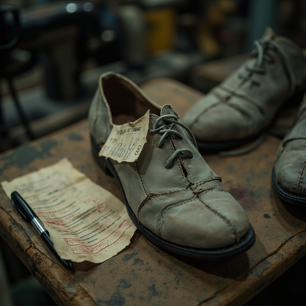 Editorial documentation of a factory truth test showing QC inspection at a Chinese footwear facility