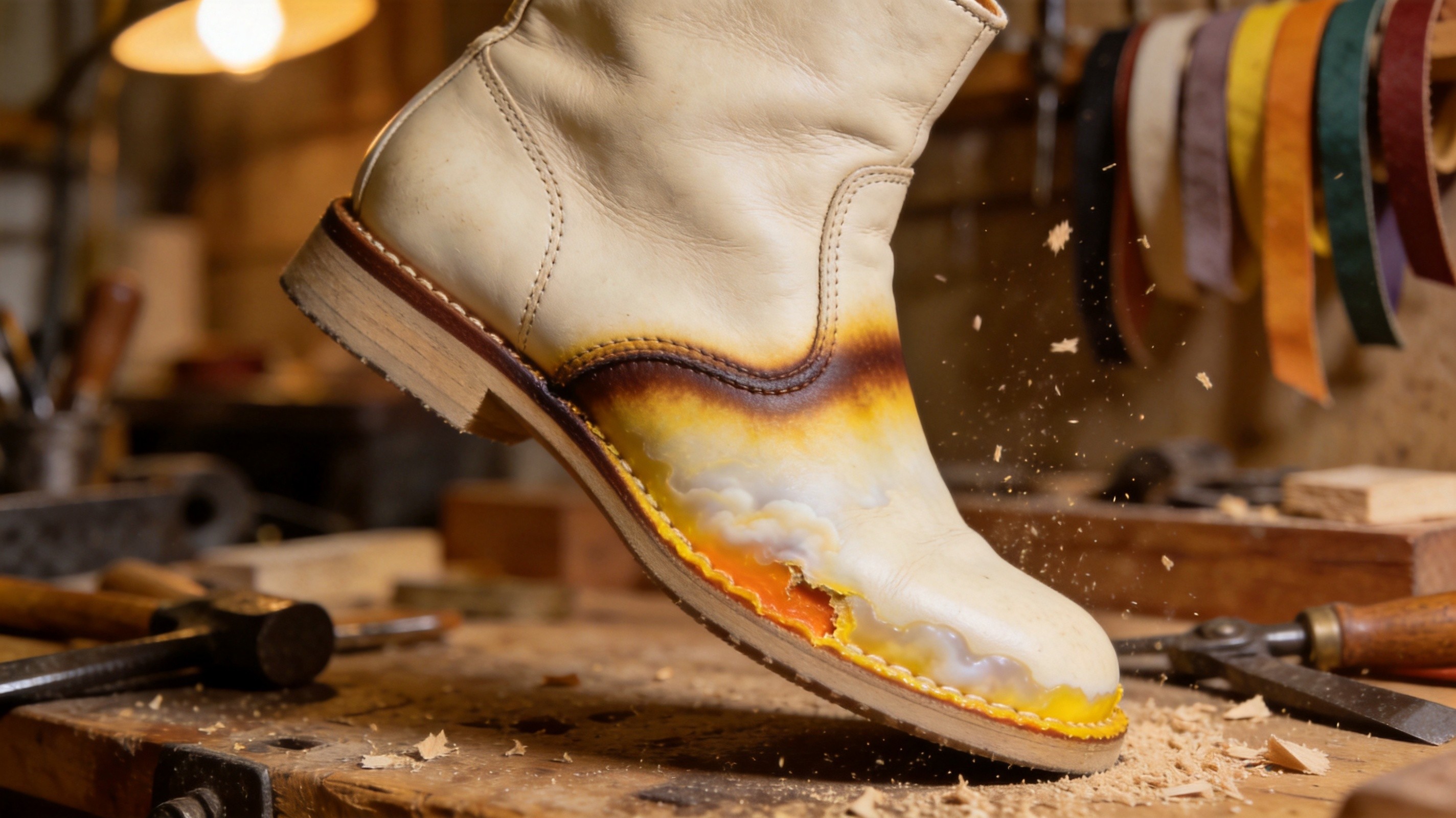 Why Your Shoes Develop a Brown, Yellow, or Orange Discoloration Halo Around the Welt Junction / Sole Edge After Only a Few Months of Wear — The Hidden Vegetable-Tan Welt Tannin Migration, Edge-Paint Top-Coat Thickness Drop, Foot-Sweat Lipid Edge-Wicking Chemistry, and Welt-Strip Sidewall Oxidation Behind the 2026 'Why Is There a Dark Stain Around the Sole Edge of My Shoes' Epidemic