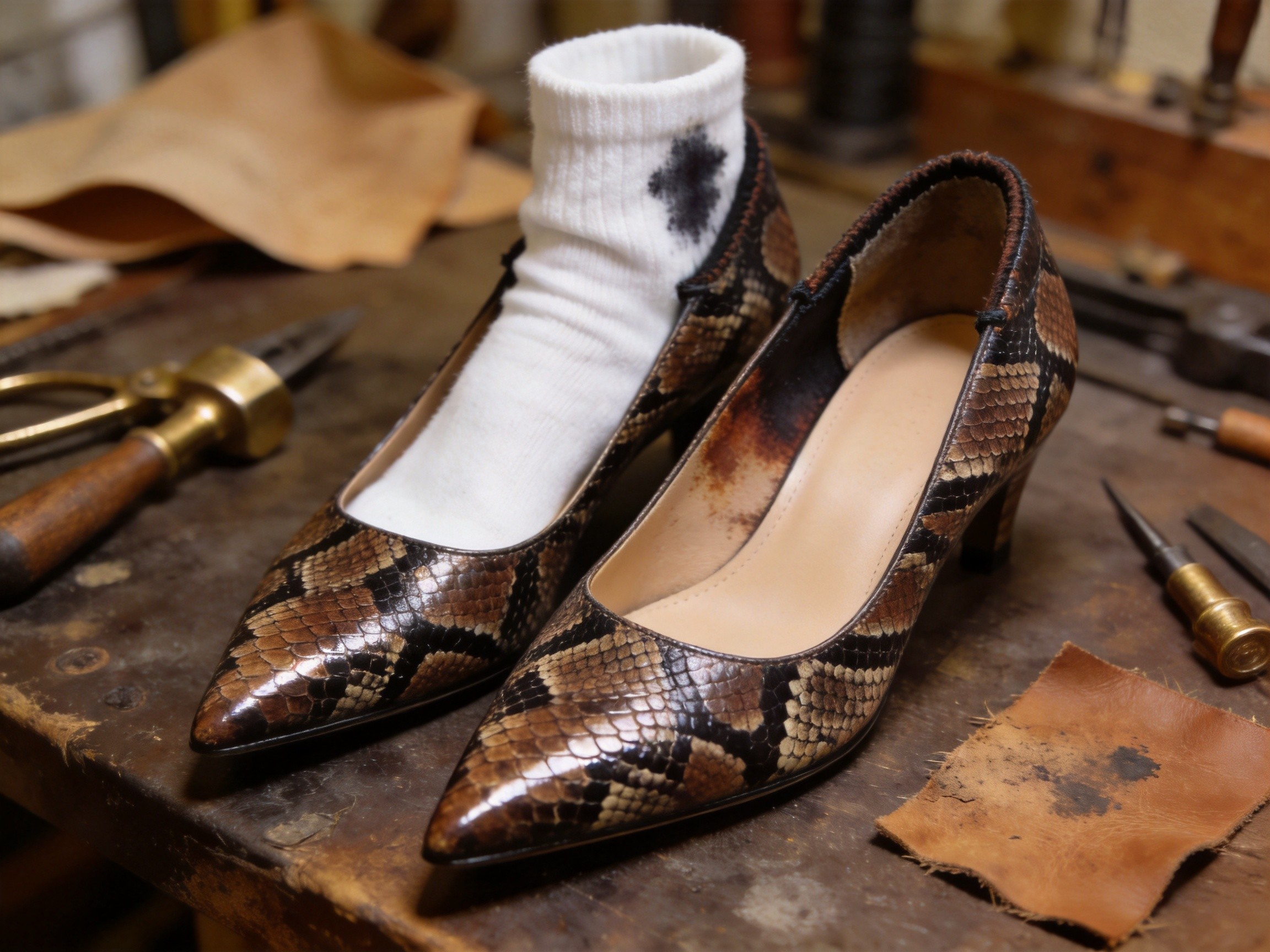 Why Your Snake-Print or Leopard-Print Leather Pumps Crock Color onto Your Feet, Socks, and Pant Legs Within the First Few Wears — The Hidden Aniline-Dye Molecular-Weight Migration Variance, Emboss-Plate Micro-Crack Crock-Fastness Variance, Polyurethane Top-Coat Rub-Fastness Grade Variance, and Foot-Sweat Acid Mordant-Release Chemistry Behind the 2026 'Why Did the Snake Print Stain My Socks' Epidemic